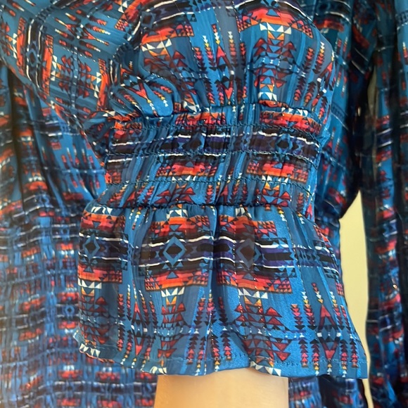 Aqua x Pendleton Womens Size M Smocked Waist V-Neck Mini Dress - Picture 6 of 9